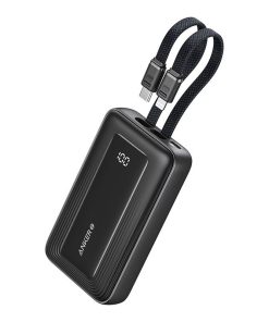 Anker Zolo Power Bank 10,000mAh 30W with Built-in USB-C and Lightning Cables – A1680H11 – Black