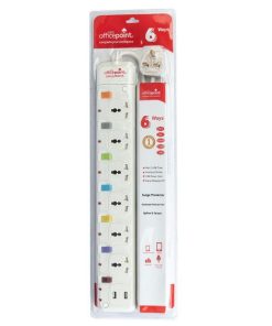 Office Point 6 Way Power Extension with USB
