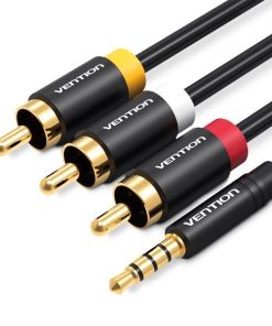 Vention 3.5MM to 3RCA AV Cable – 2M Black – VEN-VAB-R07-B200